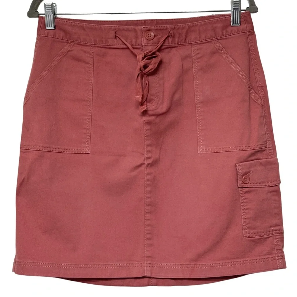 {L.L. Bean} "Favorite Fit" Cargo Khaki Style Tie Waist Knee Length Midi Skirt - Picture 1 of 5